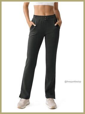 Modal Soft Split-Hem High Waist Lounge Pants with Pockets Adjustable